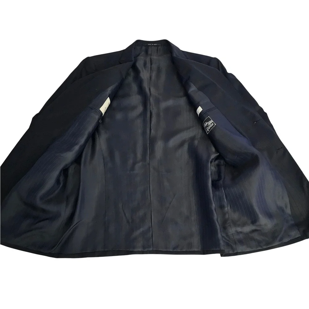 Armani Collezioni Su Misura Mens Navy Blue Super 150s Wool Blazer Jacket 41R